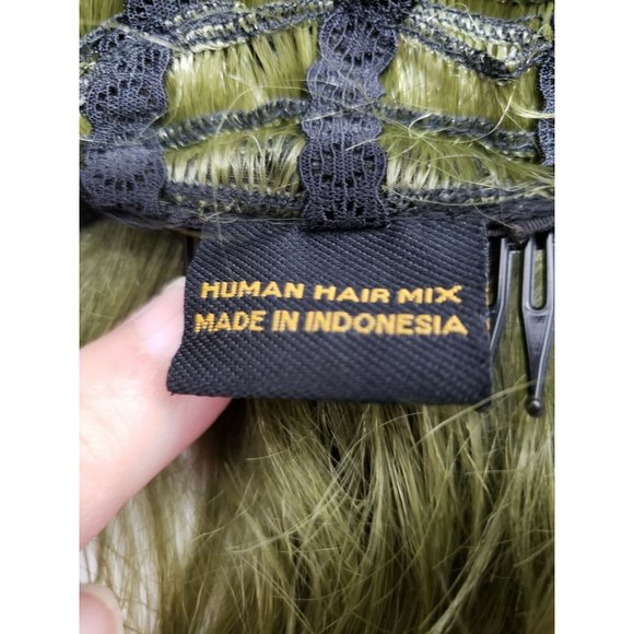 Janet Collection Olive Green Human Hair Blend 6" Deep Center Part Lace Front Wig - Picture 8 of 11